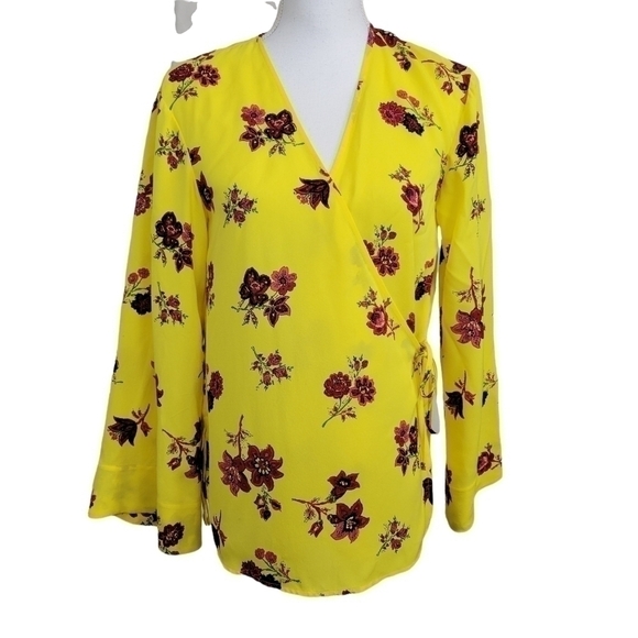 A.L.C. Silk Spring Cottagecore Coquette Floral Pastel Wrap Tie Blouse in 2 - Picture 1 of 8